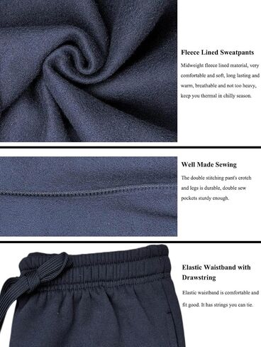 Fleece Lined Mens Sweatpant Basic Baggy Athletic Running Drawstring Open Bottom Workout Active Sweat Pants in Kuwait
