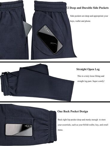 Fleece Lined Mens Sweatpant Basic Baggy Athletic Running Drawstring Open Bottom Workout Active Sweat Pants in Kuwait