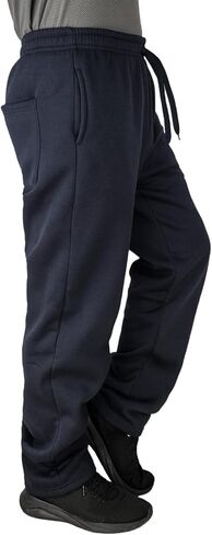 Fleece Lined Mens Sweatpant Basic Baggy Athletic Running Drawstring Open Bottom Workout Active Sweat Pants in Kuwait