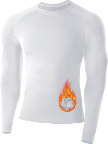 Runhit Men's Thermal Compression Shirt Fleece Lined Long Sleeve Thermal Shirts Athletic Base Layer Top Cold Weather Gear in Saudi Arabia