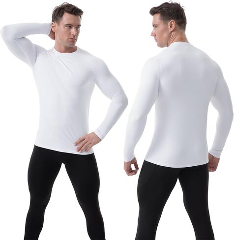 Runhit Men's Thermal Compression Shirt Fleece Lined Long Sleeve Thermal Shirts Athletic Base Layer Top Cold Weather Gear in Saudi Arabia