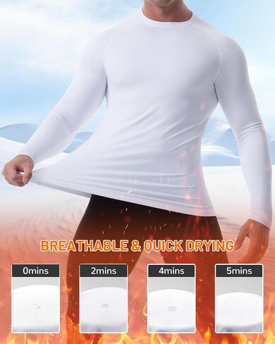 Runhit Men's Thermal Compression Shirt Fleece Lined Long Sleeve Thermal Shirts Athletic Base Layer Top Cold Weather Gear in Saudi Arabia