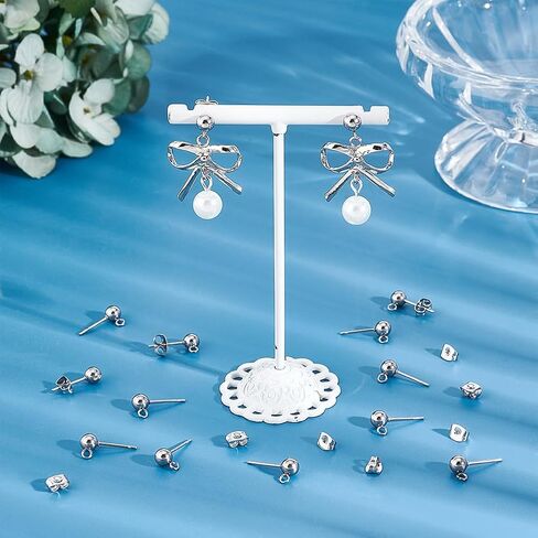 UNICRAFTALE 100Pcs 304 Stainless Steel Stud Earring Findings with Loops Ball Post Ear Studs with 316 Surgical Stainless Steel Pin and Ear Nuts Pin 0.8mm for DIY Earrings Jewellery Making in Saudi Arabia