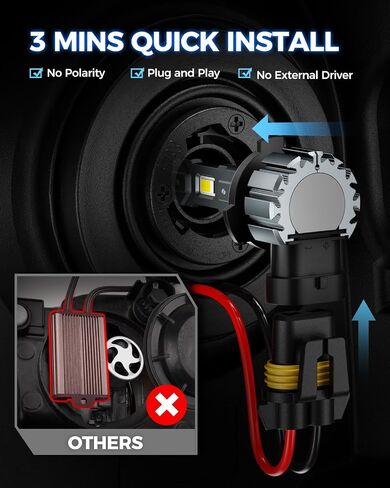 Marsauto M1S HB3/9005 Bulbs or 9005 Fog Light 2024, 24000LM Brighter 9005 Fog Bulbs, Real 1:1 Design 9005 Powersport Bulbs, 6000K White, 3min Plug and Play, IP68, Pack of 2 in Saudi Arabia