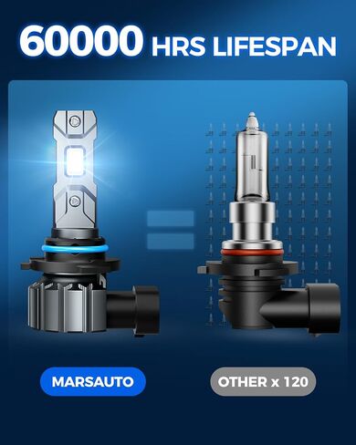Marsauto M1S HB3/9005 Bulbs or 9005 Fog Light 2024, 24000LM Brighter 9005 Fog Bulbs, Real 1:1 Design 9005 Powersport Bulbs, 6000K White, 3min Plug and Play, IP68, Pack of 2 in Saudi Arabia