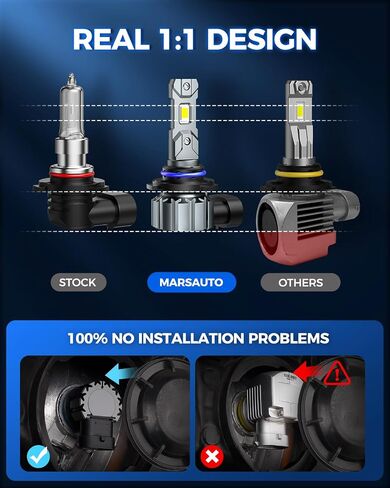 Marsauto M1S HB3/9005 Bulbs or 9005 Fog Light 2024, 24000LM Brighter 9005 Fog Bulbs, Real 1:1 Design 9005 Powersport Bulbs, 6000K White, 3min Plug and Play, IP68, Pack of 2 in Saudi Arabia