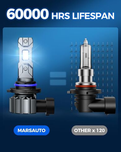 Marsauto M1S HB3/9005 Bulbs or 9005 Fog Light 2024, 24000LM Brighter 9005 Fog Bulbs, Real 1:1 Design 9005 Powersport Bulbs, 6000K White, 3min Plug and Play, IP68, Pack of 2 in Saudi Arabia