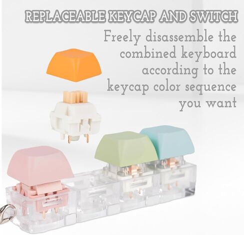 Byhoo Keyboard Fidget، 3 أنواع من لعبة Fidget Keyboard التي تعمل باللمس، لوحة مفاتيح Fidget Color Macaron، سلسلة مفاتيح خطية Clicky، أداة النقر على لوحة المفاتيح لتخفيف التوتر in Kuwait