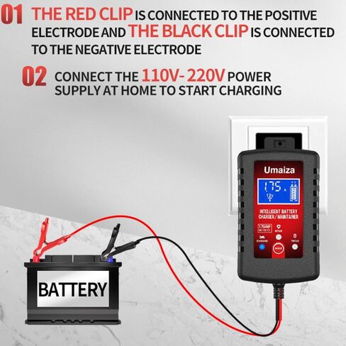 2-Pack 1.75-Amp Car Battery Charger, 6V and 12V Smart Fully Authomatic Maintainer Set, Trickle Charger, Battery Desulfator for Motorcycle, Car, Boat, Lawn Mower, Marine Lead Acid Batteries, U12 in Saudi Arabia