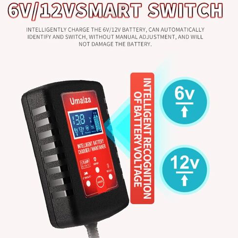 2-Pack 1.75-Amp Car Battery Charger, 6V and 12V Smart Fully Authomatic Maintainer Set, Trickle Charger, Battery Desulfator for Motorcycle, Car, Boat, Lawn Mower, Marine Lead Acid Batteries, U12 in Saudi Arabia