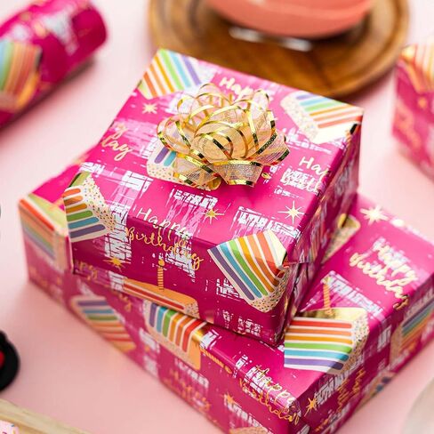Retrify Reversible Wrapping Paper Roll - 17 Inch X 32.8 Feet - Colorful Cakes Diamond Ring Design Wedding Gift Wrap Paper for Bridal Shower, Engagement, Party, Celebration in Saudi Arabia