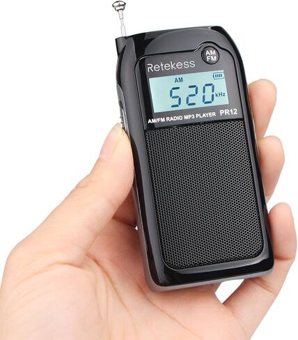 Retekess PR12 Portable Pocket Radio AM FM, Small Personal Radio, Digital AM FM Radio with Headphone Socket, Micro SD, Clear Display for Walking (White) in Saudi Arabia