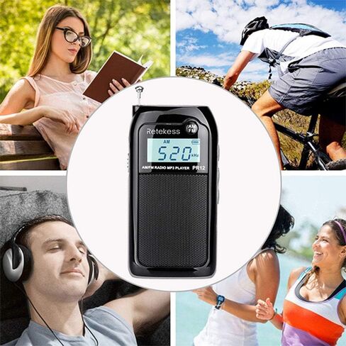 Retekess PR12 Portable Pocket Radio AM FM, Small Personal Radio, Digital AM FM Radio with Headphone Socket, Micro SD, Clear Display for Walking (White) in Saudi Arabia
