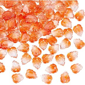 PH PandaHall 100pcs Fall Leaf Charms, Autumn Tree Leaves Plant Beads Charms Transparent Two-Color Glass Pendants for DIY Jewelry Making Earring Bracelet Necklace