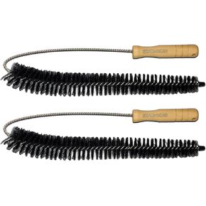 فرشاة شعيرات ومرنة من الفولاذ المقاوم للصدأ مقاس 27 بوصة لتنظيف مصيدة تنفيس مجفف الملابس، ولفائف الثلاجة، وتنظيف أنابيب الصرف والمشعات (مقبض خشبي - عبوتان) in Kuwait