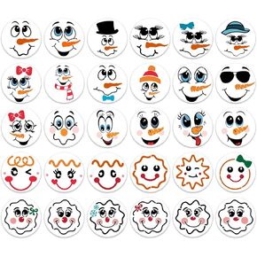 30PCS Snowman Face Stencils Christmas Stencils, Reusable Winter Stencil DIY Crafts Templates for Christmas Tree Ornaments Gift Package Coffee Latte Decor