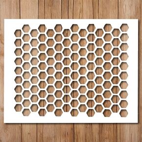 Honeycomb Stencil - Street Art Beehive Bee hive Honeycomb Stencils for Painting on Wood, Glass, Wall, Rock, Walls, Glassware, Canvas - Hexangon Honeycomb Wall Stencil (8.5x11), White