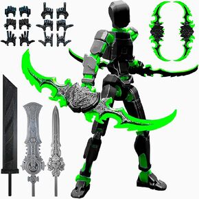 (Assembly Completed) T13 Action Figure Set, Titan 13 Robot Action Figure,3D Printed Robot 13 Action Figure, Lucky 13 Set,Gift for Collectors Desktop Decorations, Dummy 13 Set, Black Red