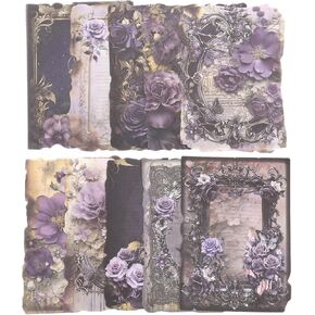 MECCANIXITY 60pcs Textured Scrapbook Paper Vintage Scrapbooking Paper Handmade Craft Paper for Journaling Supplies Junk Journal Art Craft Diary Decorative Paper,Dark Purple