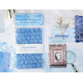 25 pcs Textured Scrapbook supplies - Mesh Fabric junk journal Paper Decorative Mixed Set and Background Window Frames Decoration Paper for DIY Scrapbooking Planner Bullet Collage Card (Blue)