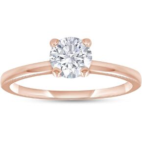 SAVEARTH DIAMONDS 18K Gold Plated Solitaire Ring For Women | Moissanite Diamond Engagement Ring | Moissanite Promise Rings Jewelry Gifts For Her (0.40ctw - 1.20ctw)
