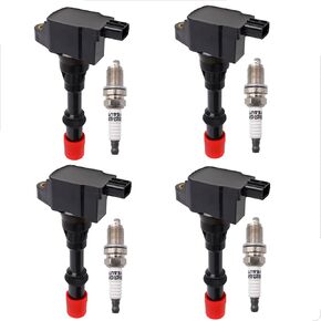 Ignition Coil Pack Iridium Spark Plug Set of 4 UF373 Front Compatible with Honda 2003 2004 2005 Civic Hybrid 1.3L