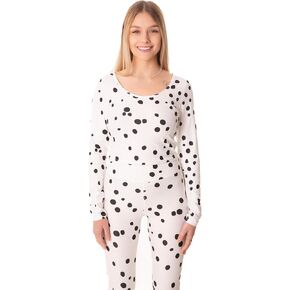 Adult Womens Dalmatian Crop Top Shirt and Leggings - Onesie Pajamas Costume Halloween Animal Cosplay