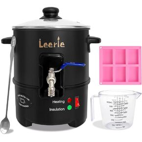 Leerie S4 Soap Melter, 4Qts/8Lbs Soap Base Melting Pot with One-Touch Start & Heating Core Spout Func, Soap Making Kits with Pouring Pot, Silicon Mold, Spoon for DIY Soap Business Melt & Pour Soap