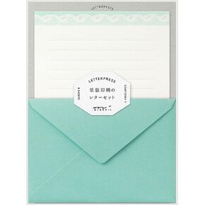 Midori 86459006 Letter Set, Typographic, Lace Pattern, Light Blue
