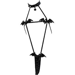 JasmyGirls Goth Lingerie Halloween Spooky Bat Slingshot Bikini Sexy Cosplay Outfits for Women Anime Micro Swimsuit Devil Costumes