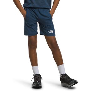 شورت رياضي Mountain Athletic للأولاد من THE NORTH FACE، جاكار مموه باللون الأزرق/الأزرق الفاتح، مقاس كبير
