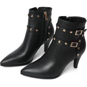 Pointed Toe Kitten Heel Boots For Women Black Booties For Women Rivets Ankle Boot Fashion Shoes