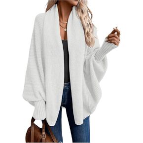 GORGLITTER Women's Open Front Oversized Cardigan Sweaters Shawl Neck Long Dolman Sleeve Loose Knitwear Coat