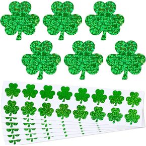 Whaline 800Pcs Shamrock Shape Glitter Stickers St. Patrick's Day Holographic Stickers Lucky Clover Shinny Label Tag Self-Adhesive Stickers for Irish Holiday Party Boxes Cards Seal Envelopes