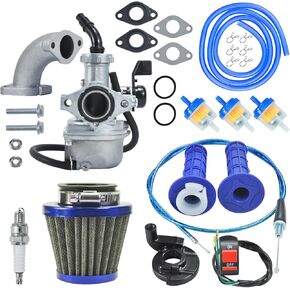 PZ22 Carburetor Carb Air filter Throttle Handle Grips Cable Kit for 110cc 125cc XR50 CRF50 CRF50f CRF110 TaoTao DB14 DB24 SSR110 SSR125 Coolster Apollo Pit Dirt Bike Chinese 4 Wheeler ATV Blue