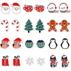 Christmas Earrings Gifts for Women Stocking Stuffers Christmas Tree Cake Earrings Candy Cane Snowman Bow Wreath Jingle Bell Reindeer Snowflake Gingerbread Earrings Holiday Earrings Christmas Jewelry