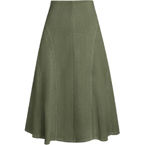 Kate Kasin Women's Suede Midi Skirt 2024 Fall Winter High Waist A Line Skirt