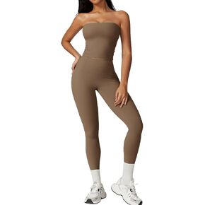 Workout Sets for Women 2 Piece High Waist Leggings Stretchy Backless Sports Bra Gym Yoga Outfits Athletic Clothes