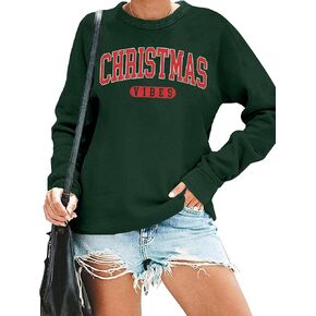 Merry Christmas Sweatshirt for Women Christmas Vibes Sweater Holiday Christmas Tops Christmas Letter Printed Sweater in Kuwait