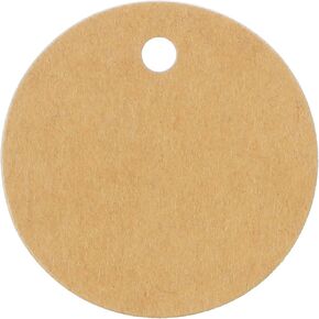 100 Pack - CleverDelights 1.5" Circle Kraft Gift Hang Tags - Brown Kraft Paper - for Gifts, Crafts, Party Favors, Weddings, Price Tags - 1 1/2 inch