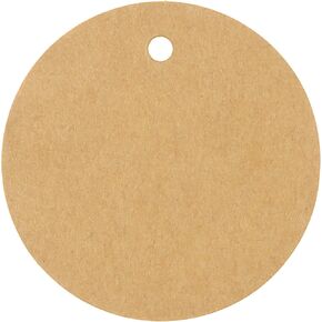 CleverDelights 2" Round Kraft Gift Tags - 100 Pack - Round Circle Paper Hang Tag 2 Inch
