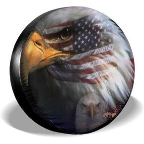 Spare Tire Cover American Flag Eagle Waterproof Dust-proof Universal Wheel Tire Cover for RV Jeep Wrangler Trailer Campers Many Vehicle 14" 15" 16" 17" (American Flag Eagle, 15" for diameter 27"-29")