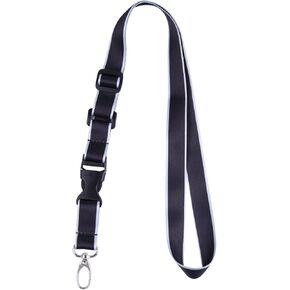 Wisdompro Adjustable Lanyard, Heavy Duty Neck Strap Lanyard with Detachable Buckle and Metal Hook for Keys, ID Badges, Card Holder, Name Tags - Black/Powder Blue
