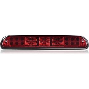LED 3rd Brake Light Compatible with 1999-2015 Ford F250 F350 F450 F550 Super Duty Red Lens Chrome Housing High Mount Stop Cargo Tail Lamps