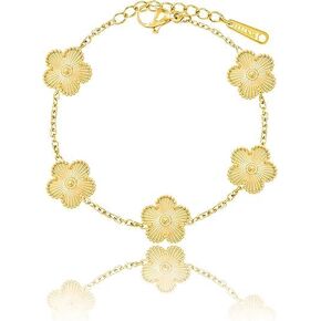 Gold Bracelets for Women, 18K Gold Clover Bracelet, Lucky Four Leaf Link Bracelets, Gifts Trendy for Women, Lucky Bracelet Adjustable