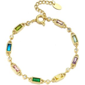 Birthstone Gold Bracelets, Non Tarnish, Adjustable Layered Crystal Bracelet for Women