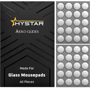 Hystar Aero Glides | 40 Dot Mouse Skates for Glass Mousepad | High-Density PTFE | Rounded and Polished for Quiet Use