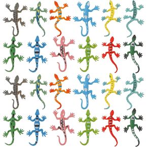 24pcs Mini Lizard Toys, Plastic Lizard Figurine Reptile Multicolored Realistic Lizard Figure Toys Animal Decoration for Kids, Birthday, Party Favors, Classroom, Gifts, Pranks