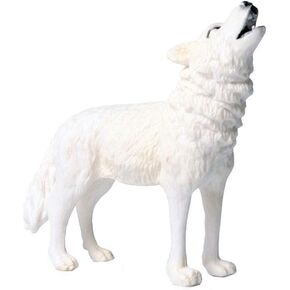 Flormoon Animal Figures Realistic Roaring Wolf Plastic Early Educational Toys Cupcake Topper Party Gift for Kids 3+ Year Old(White)