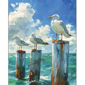 مجموعة الطلاء بالأرقام من Arttoplus Seagull للبالغين - مجموعة الطلاء للبالغين من الحيوانات حسب الأرقام، طلاء أكريليك Seagull حسب الرقم لديكور الحائط المنزلي كهدية (16x20 بوصة) in Kuwait